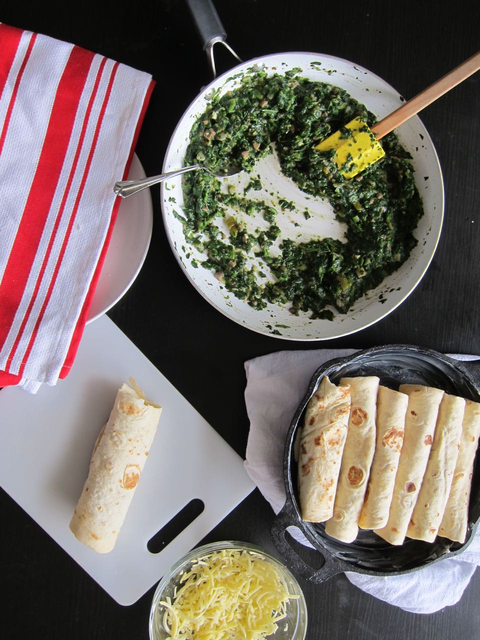 Chile Spinach Mushroom Enchiladas