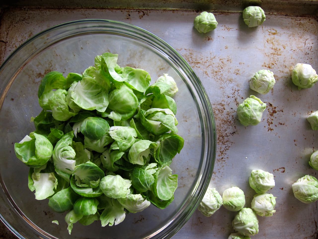 Peeling brussels sprouts