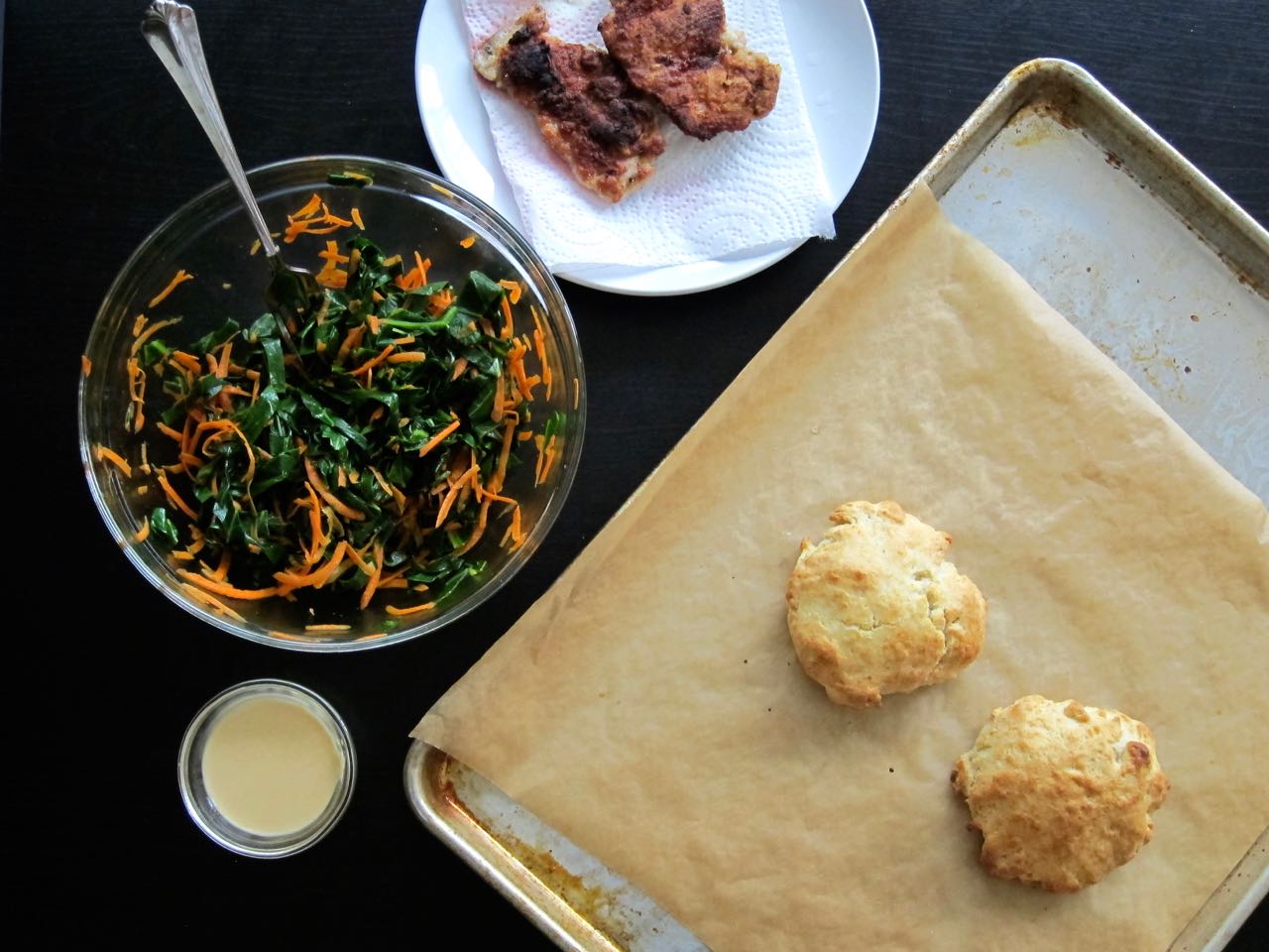 fried chicken biscuit sandwich fixings