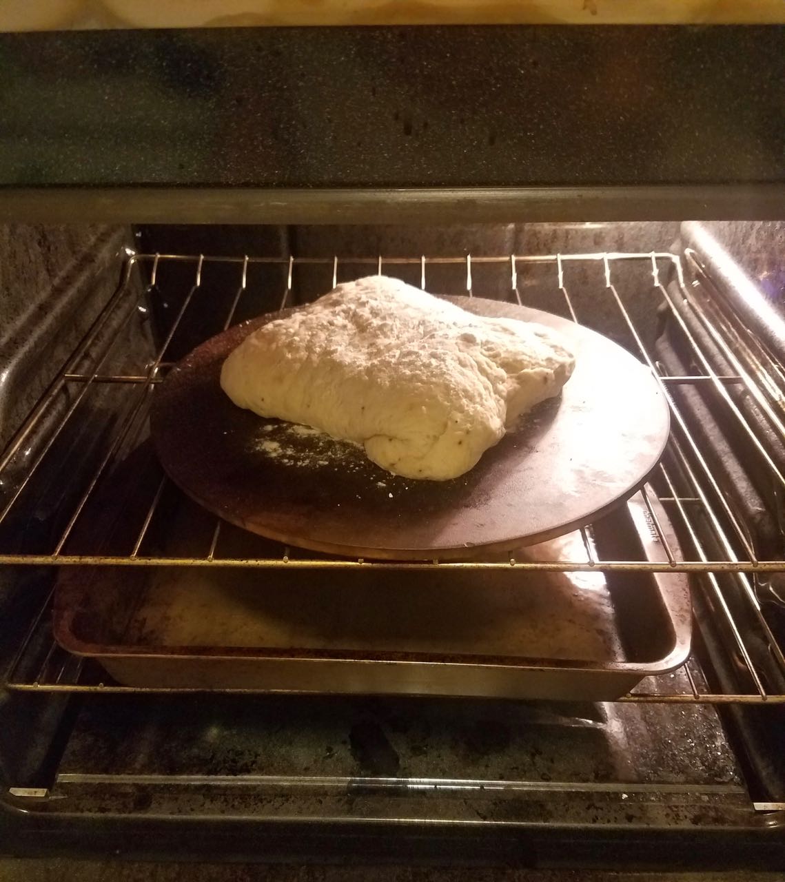 Cheese Stuffed Focaccia Baking