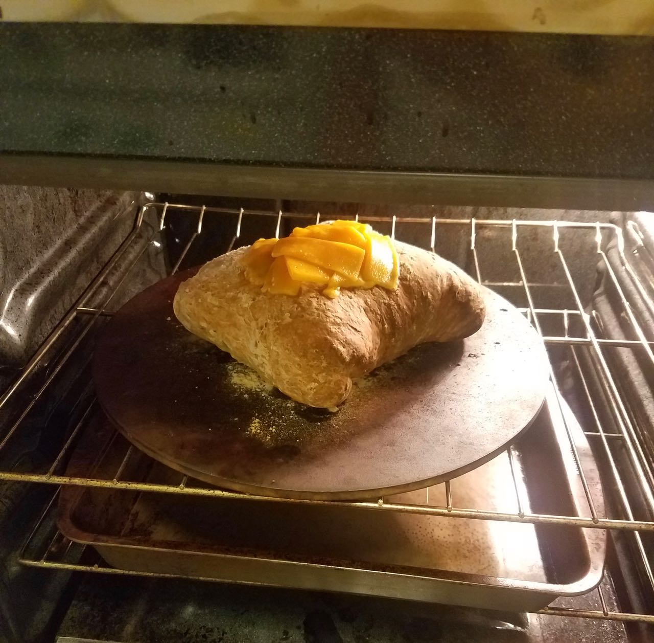 Cheese Stuffed Focaccia in Oven with Cheese