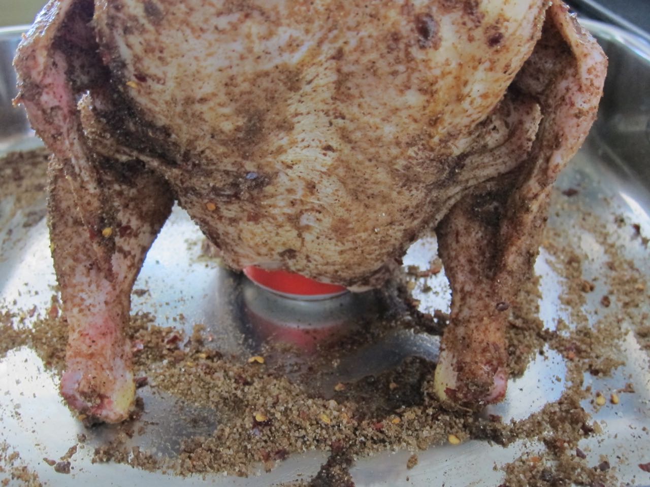 Spice Rubbed Chicken on Beer can