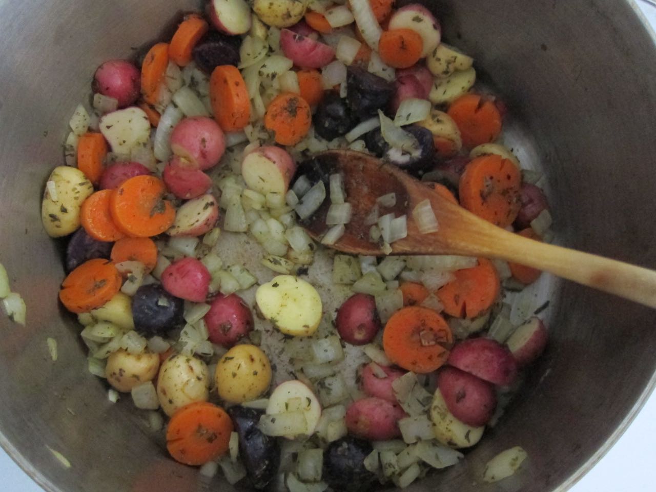 Sauteing Minestrone Veggies