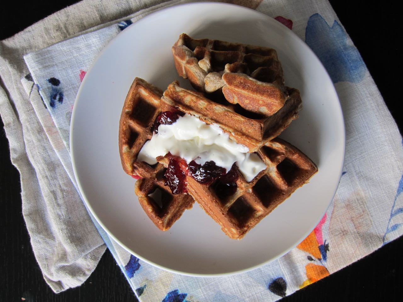 Raised Buckwheat Olive Oil Waffles