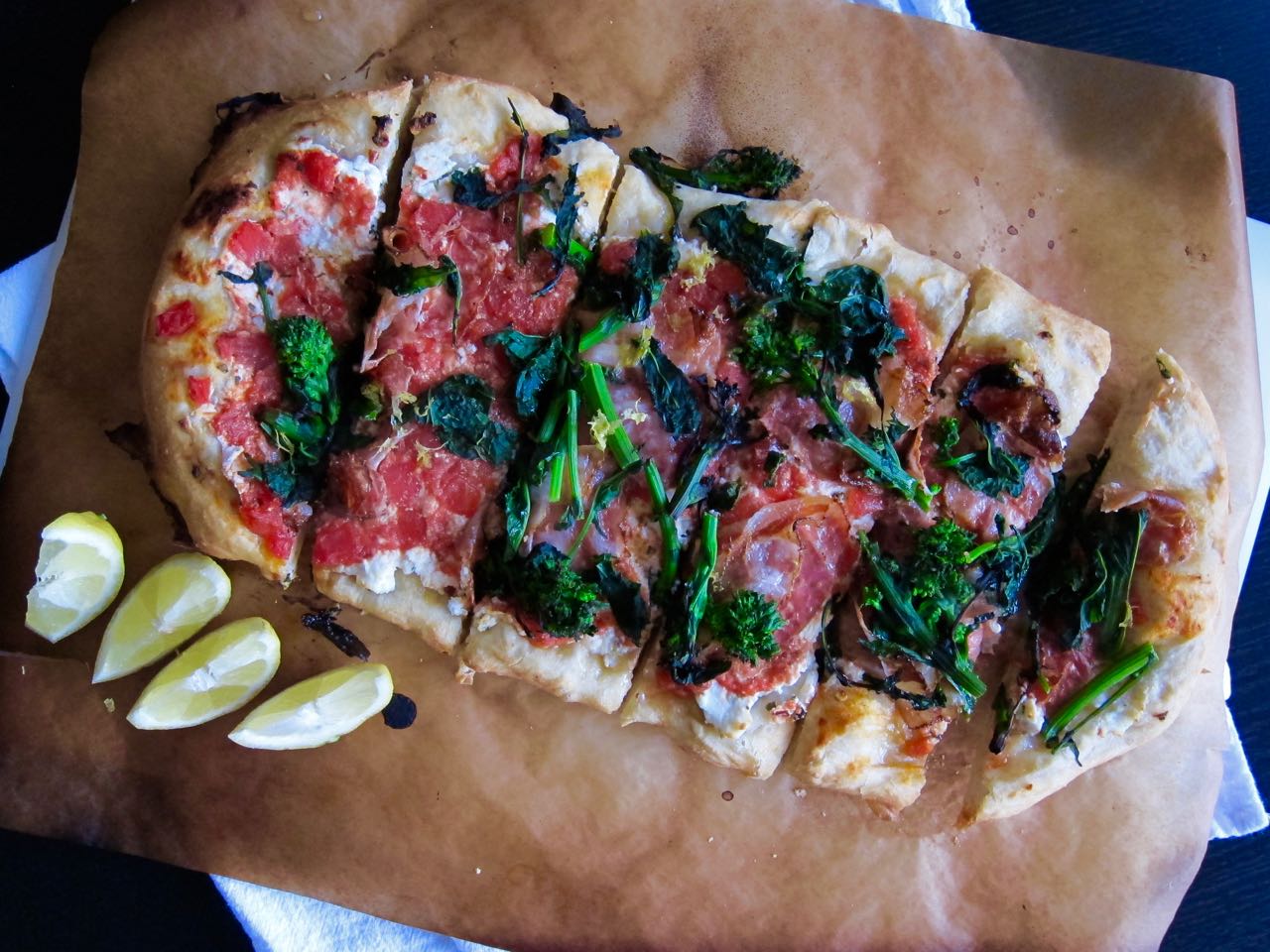 Ricotta Coppa Broccoli Rabe flatbread sliced