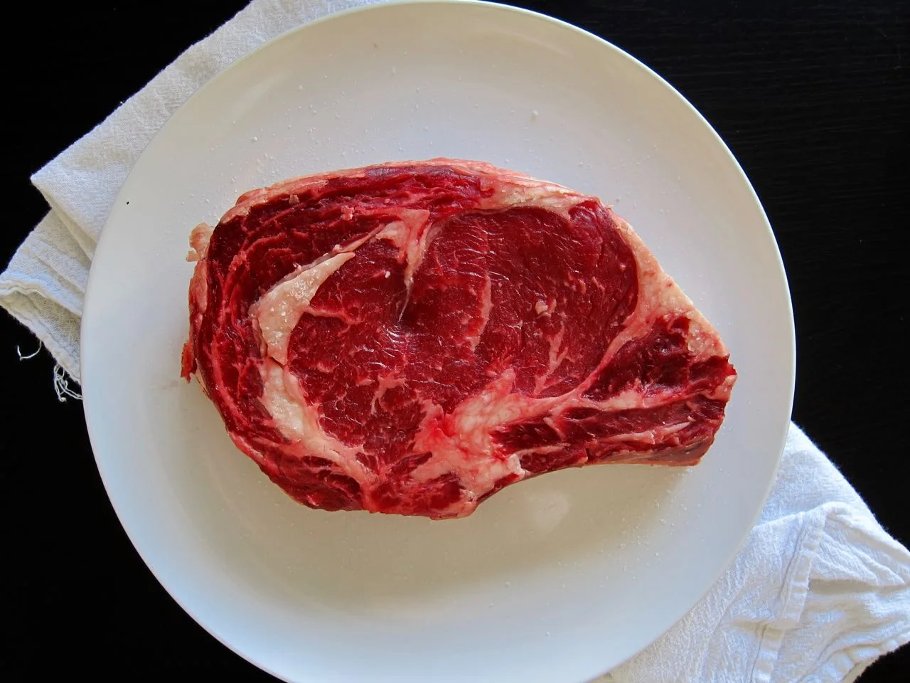 uncooked ribeye steak