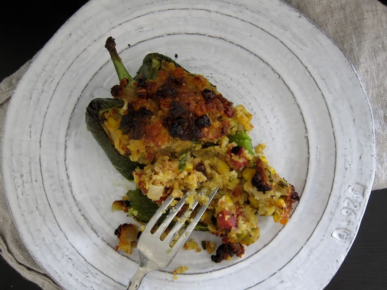 Chorizo cornbread stuffed poblano