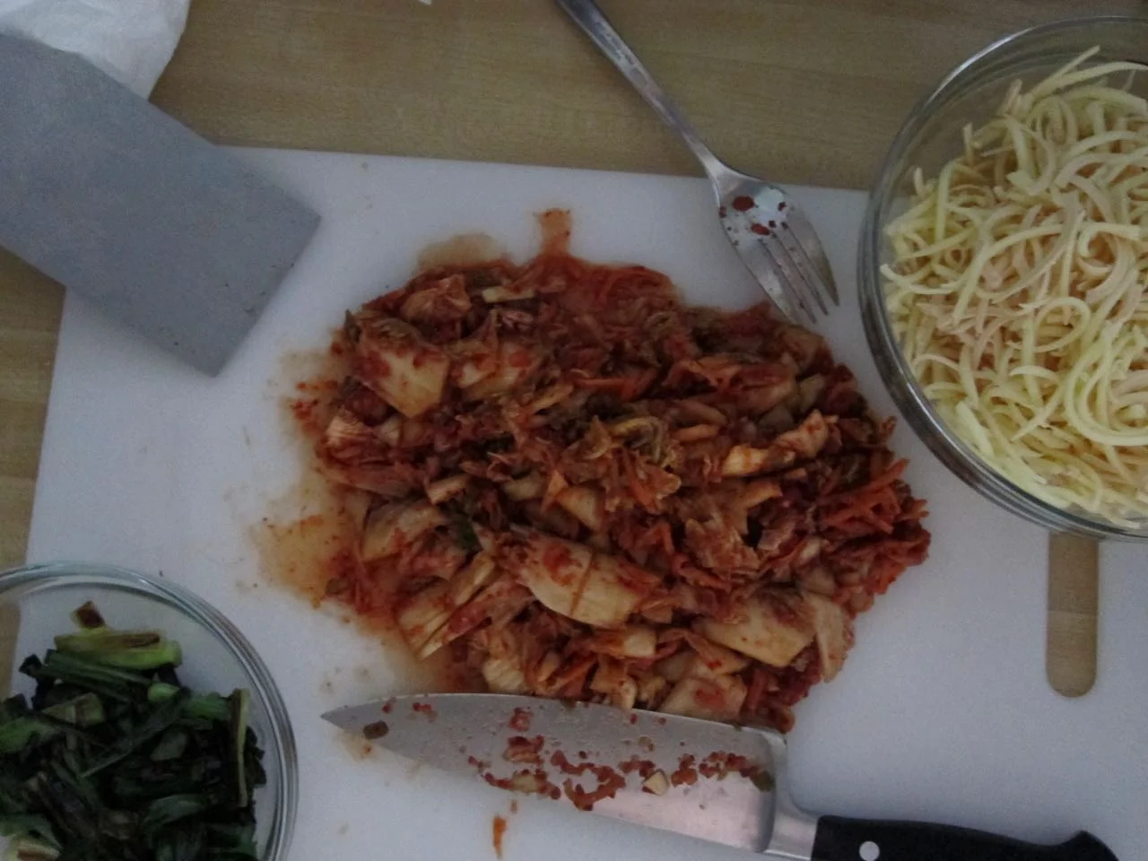 charred scallions kimchi cheese