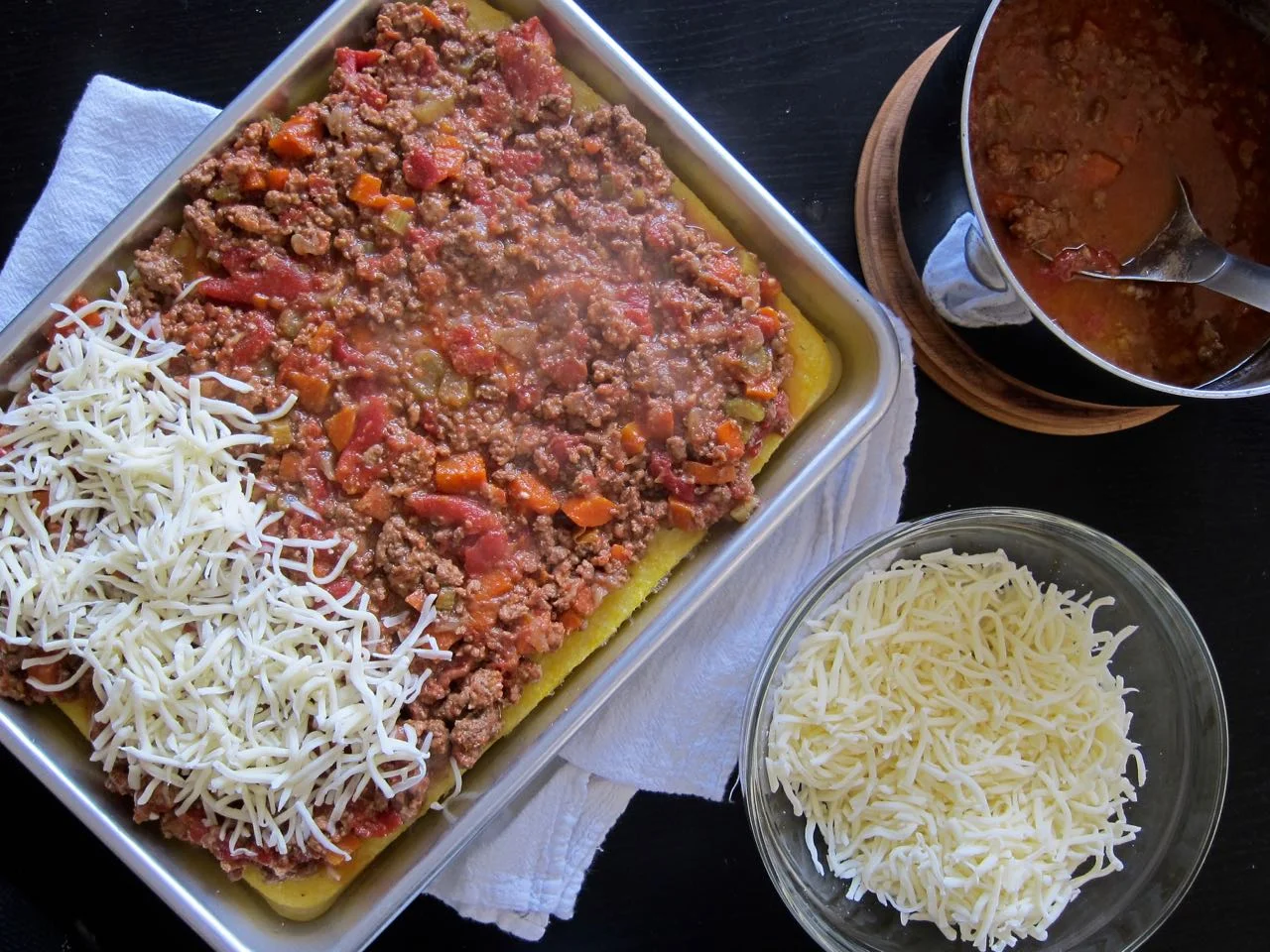 building bolognese polenta pizza