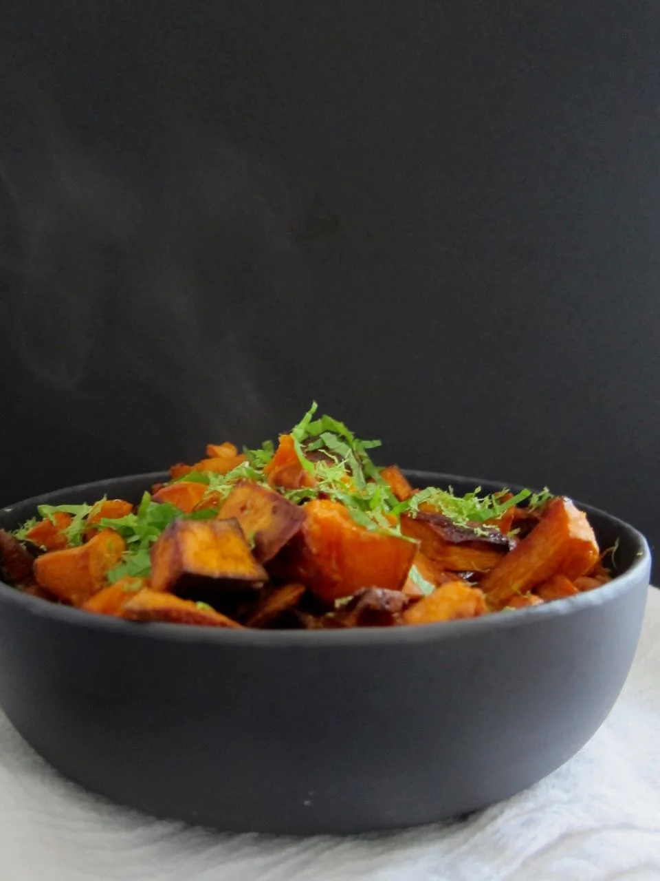 Coconut roasted sweet potatoes with lime
