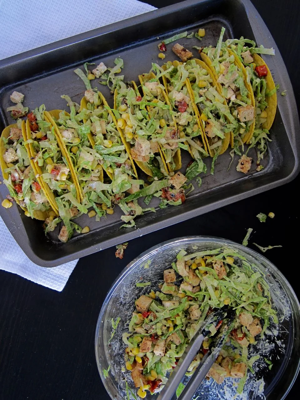 filling salad tacos