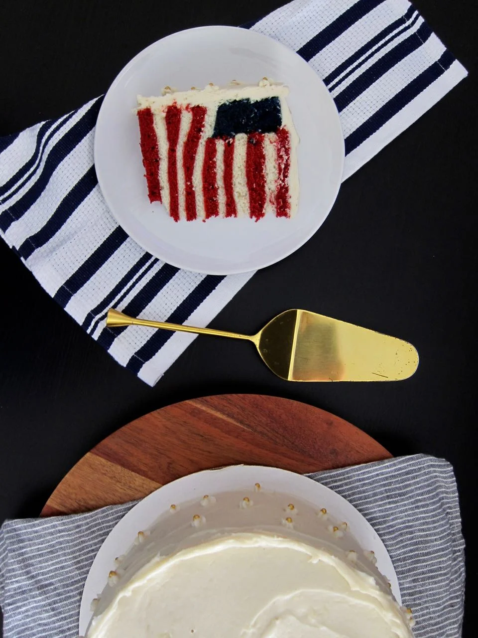 American flag cake slice