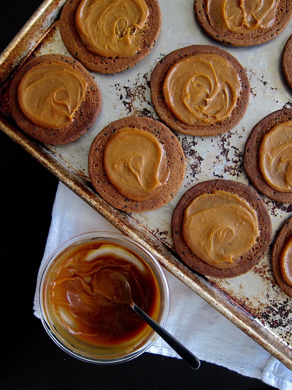 Black Sesame Cookies spread with miso caramel.jpg