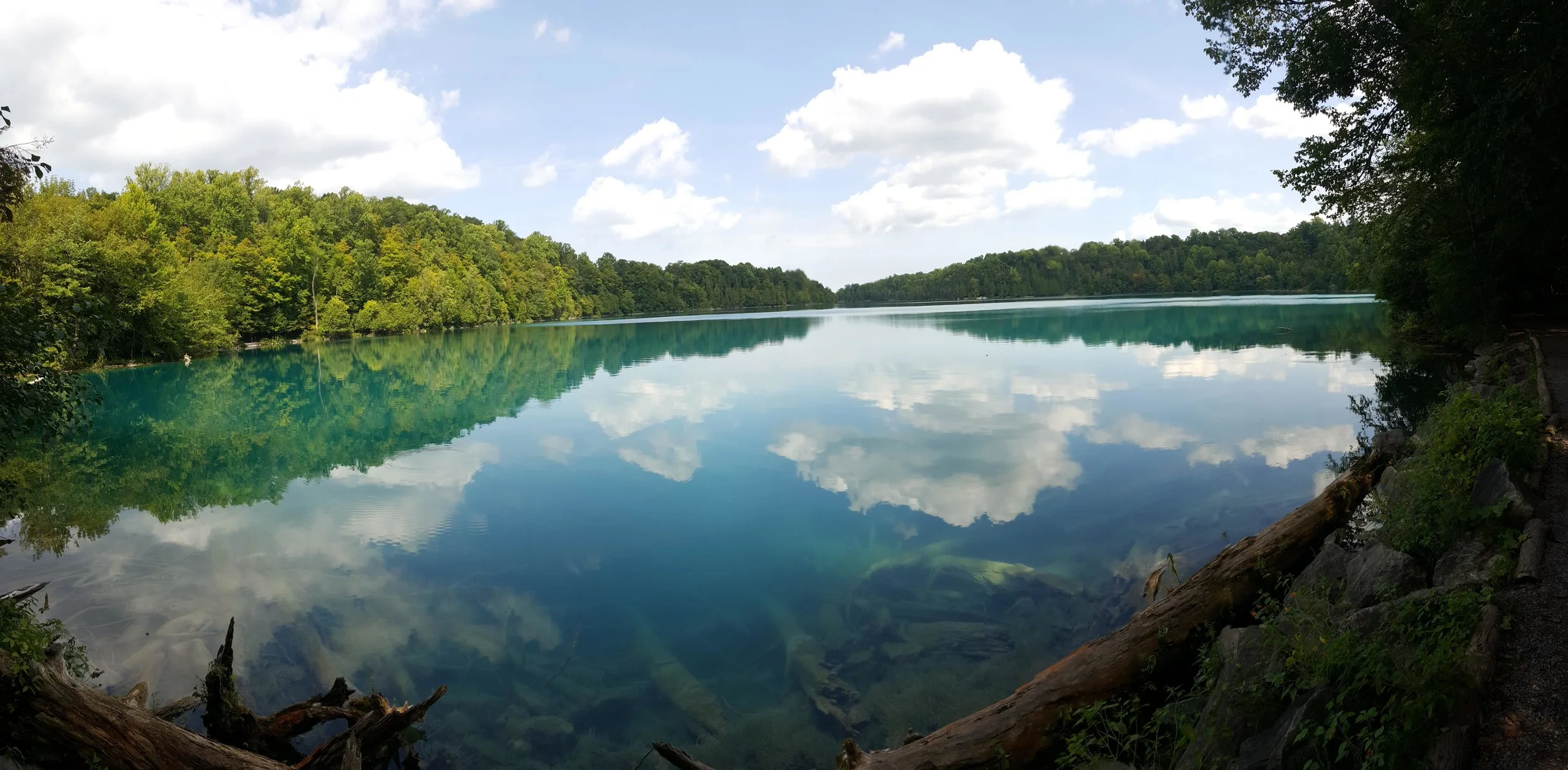 Green Lakes State Park near Fayetteville and Manlius in Central New York featuring vibrant blue-green lakes and natural scenery.