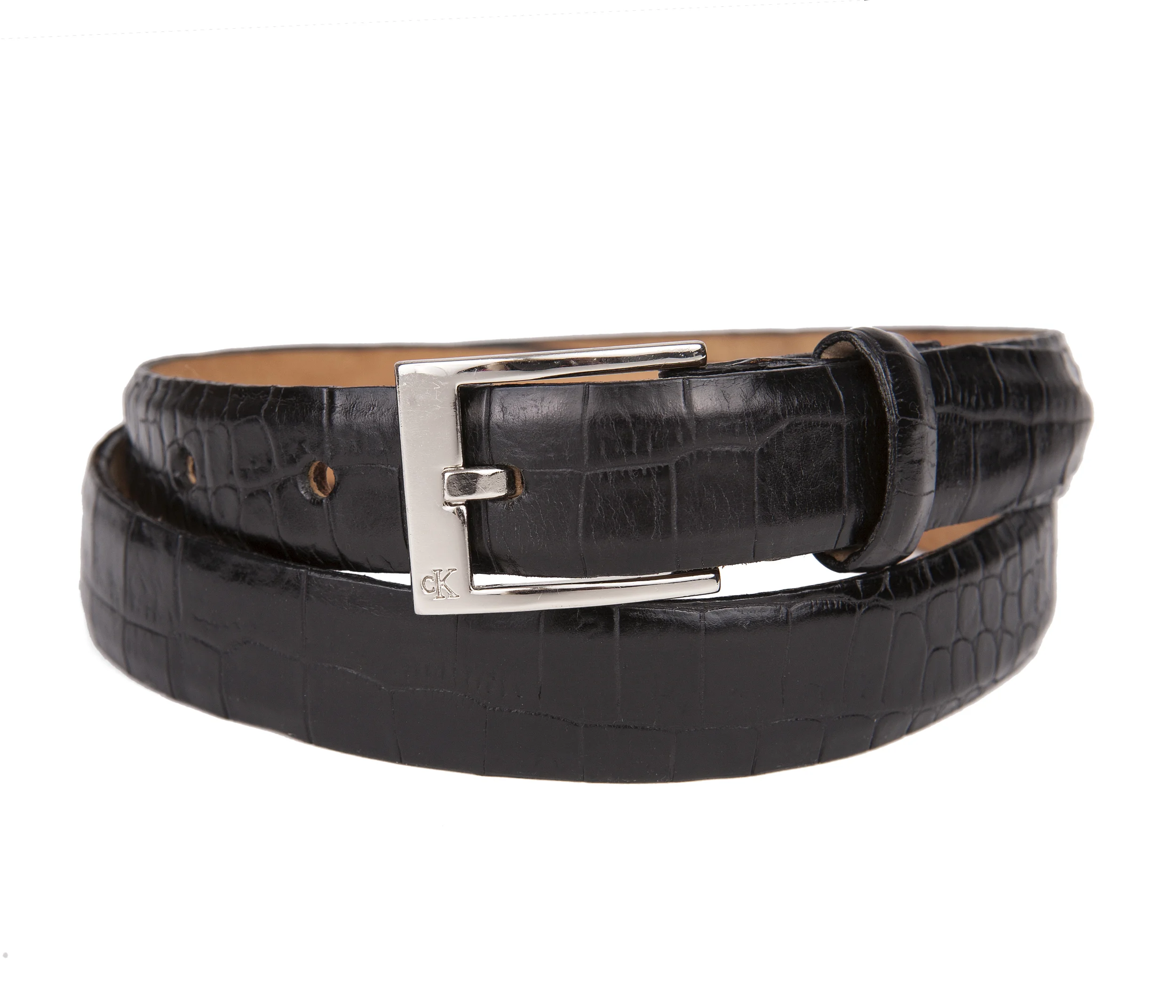 Calvin Klein alligator pattern calfskin belt Alligator Embossed Calfskin Dress Casual Belt With 4pc  main image 3