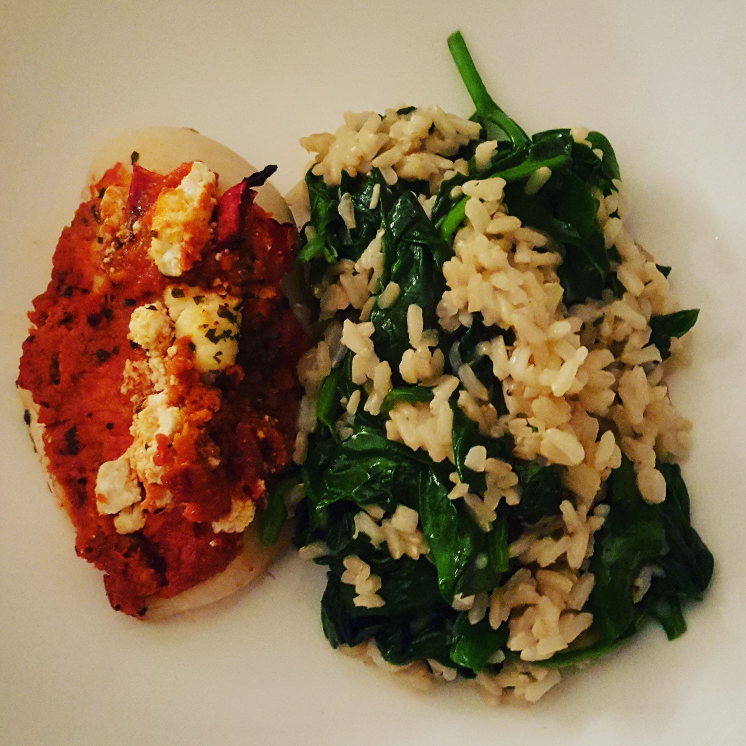 Sundried Chicken Breast with Spinach Brown Rice