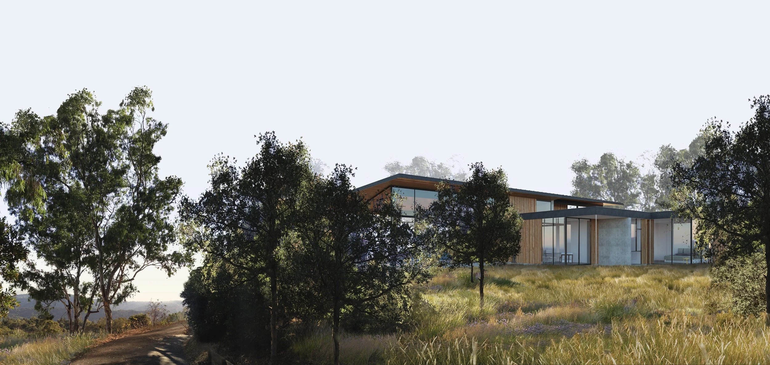  Reusing only the already disturbed area of the site for the new residence was a given. The perfect North-South alignment of the house captures both primary vistas, allowing the house to act as a virtual sundial. It tracks the day and the seasons, di