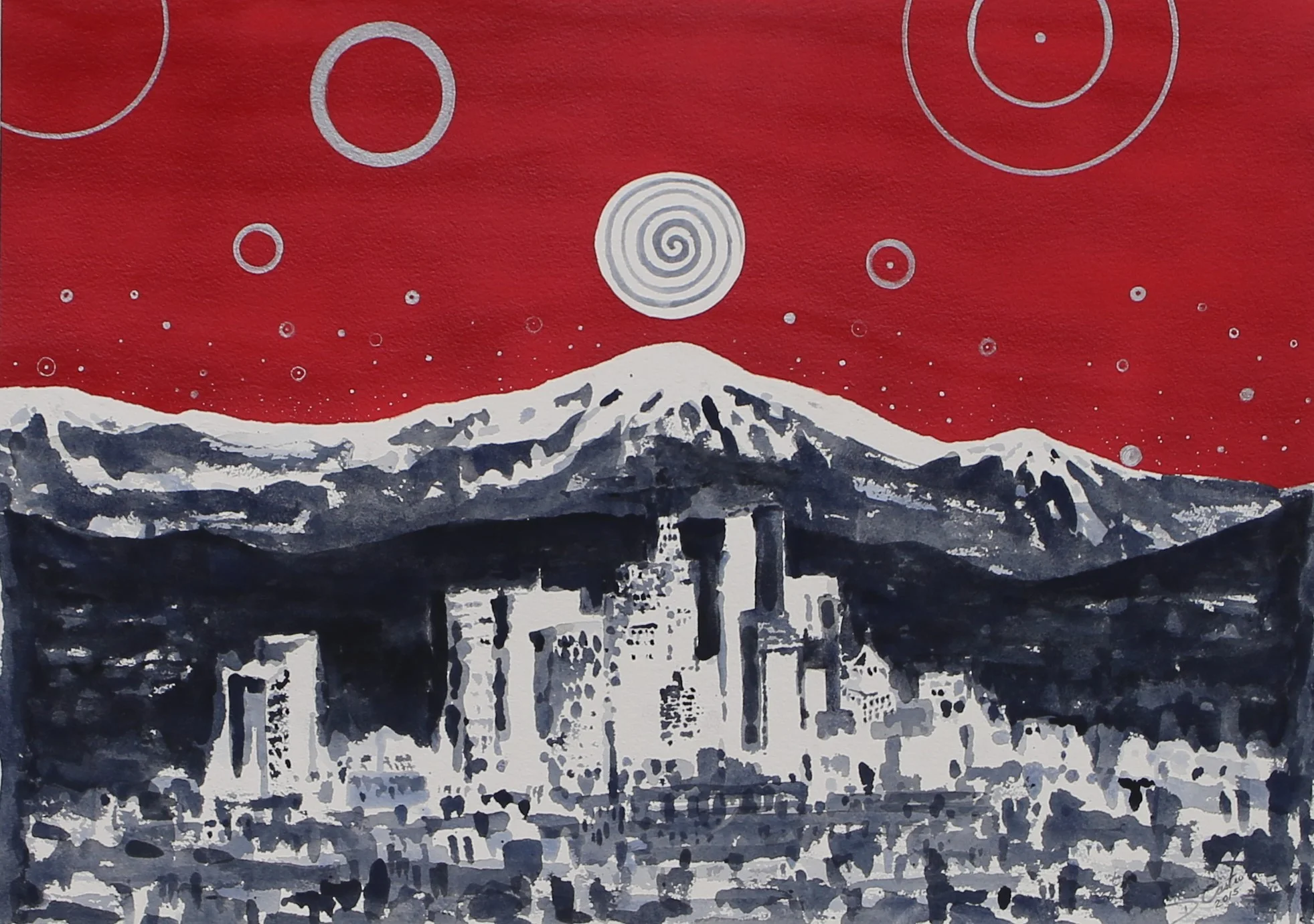 LA Red Sky-mixed media 30" x 22"