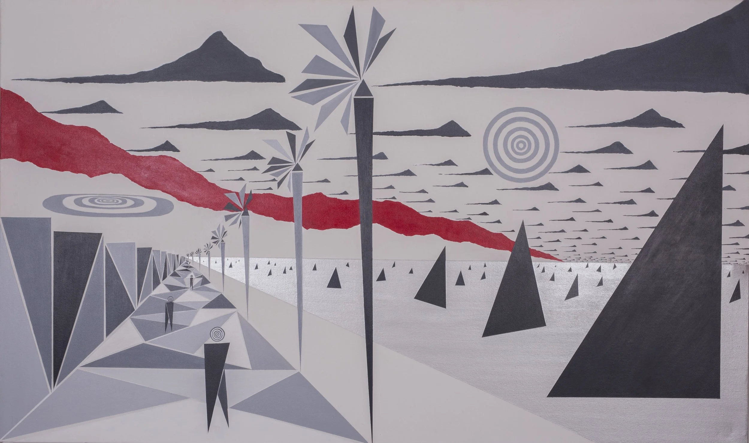 INTELIGENCE TECHNOLOGY AND ENVIRONMENT - at NIGHT -Acrylic on Canvas 60" x 36"