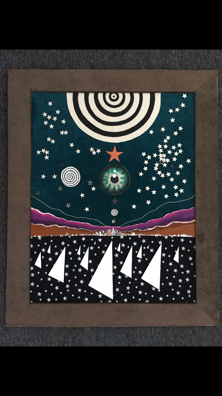 City of Stars -coper star- mixed media  28"x34"