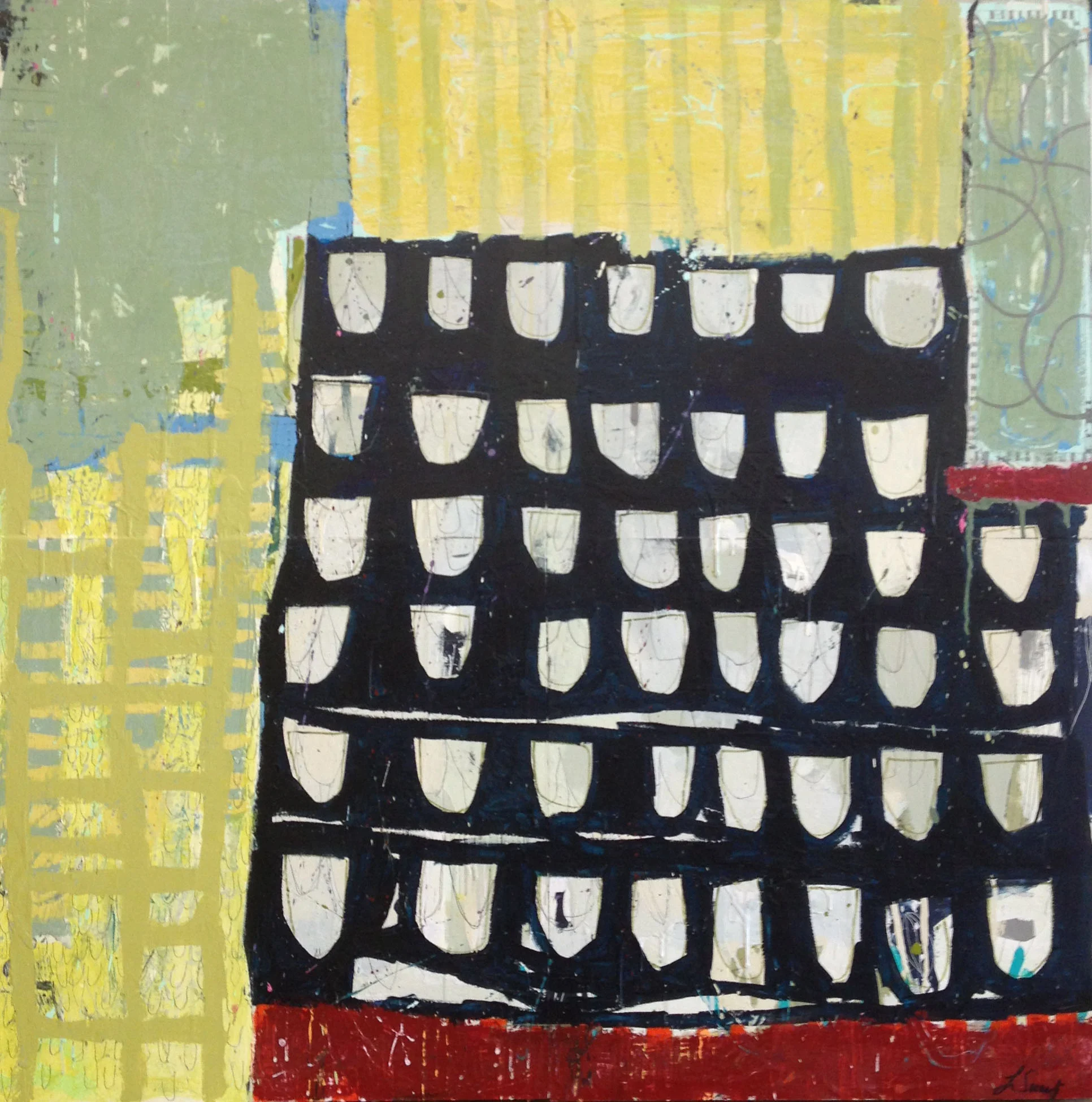 Braced By Red 44" x 44"