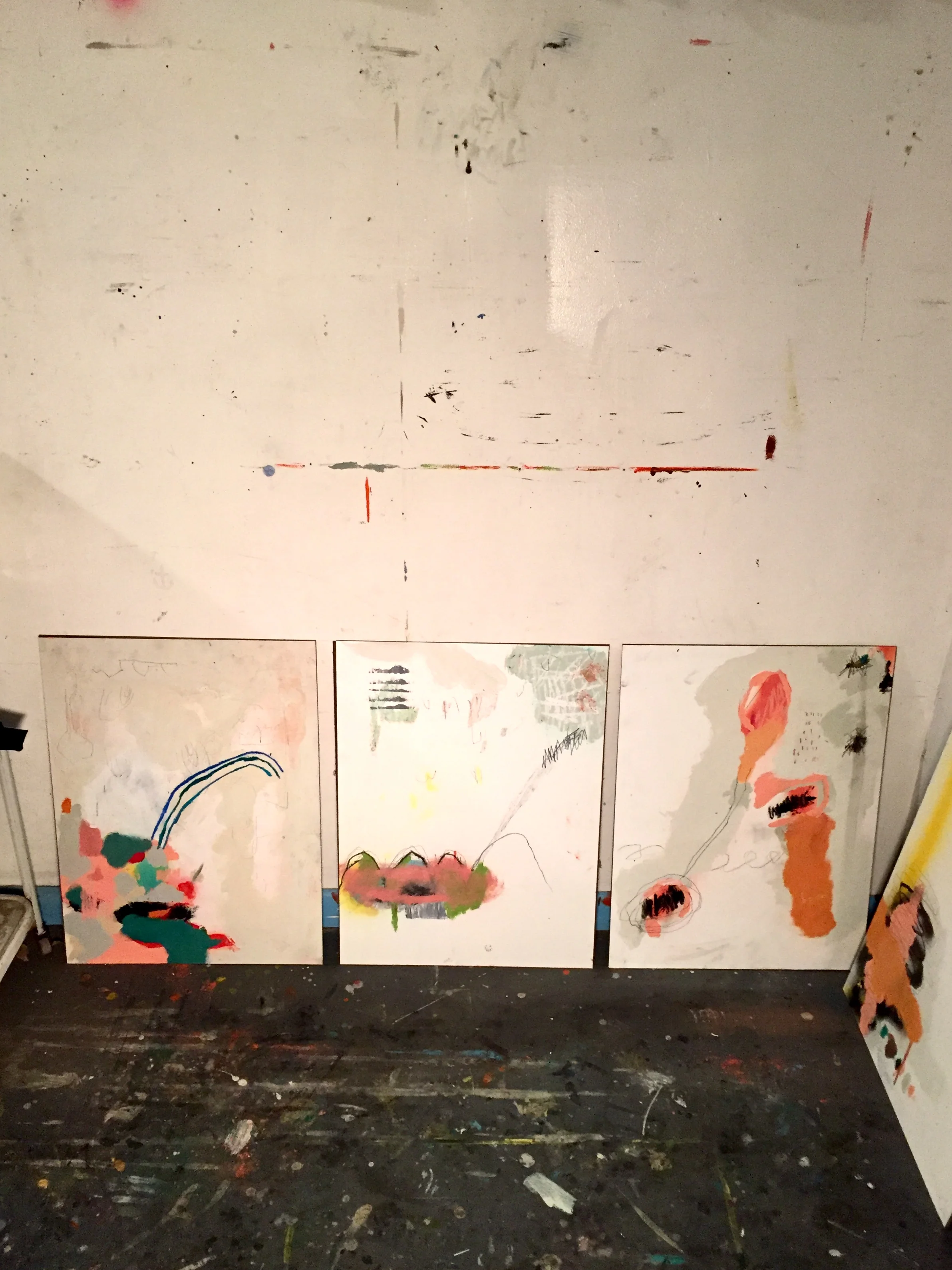 Three Works On Paper on board 18" x 24" each