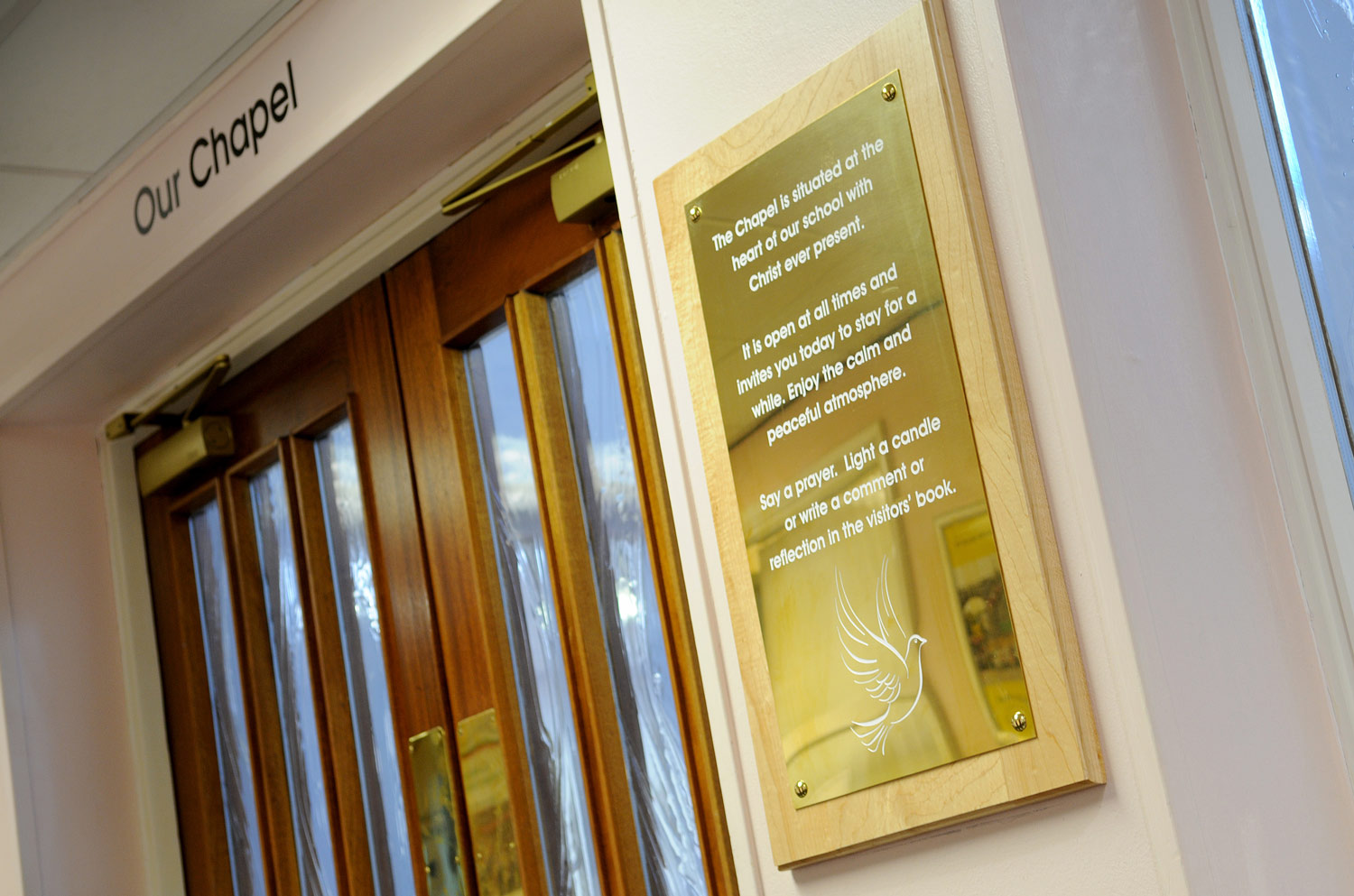 Photo: Brass Plaque outside the Chapel