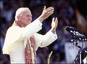Photo: Pope John Paul II waves goodbye to the UK, 1982. Notice this photo is the inspiration for the beautiful John Paul II Foundation for Sport logo.