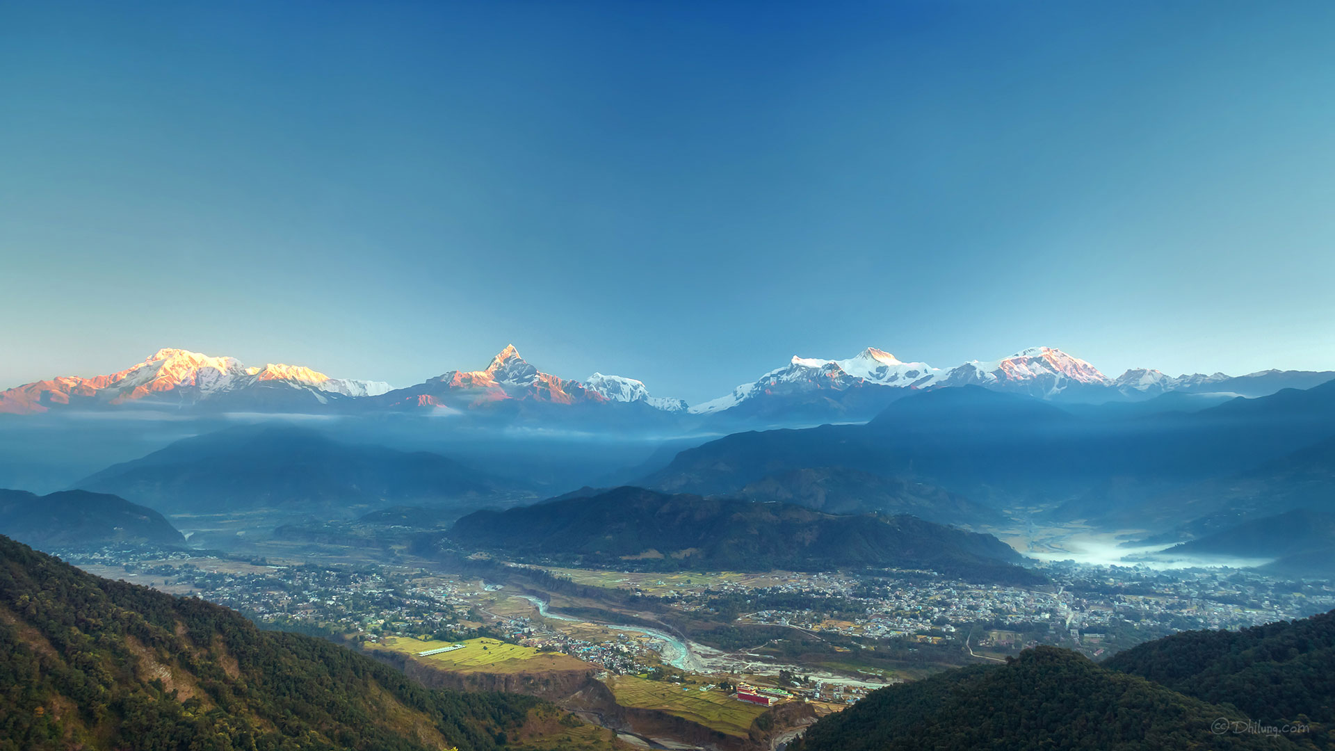 Photo: Nepal is in the Himalayas. Mountain sunrise, Sarangkot, Pokhara, Nepal.