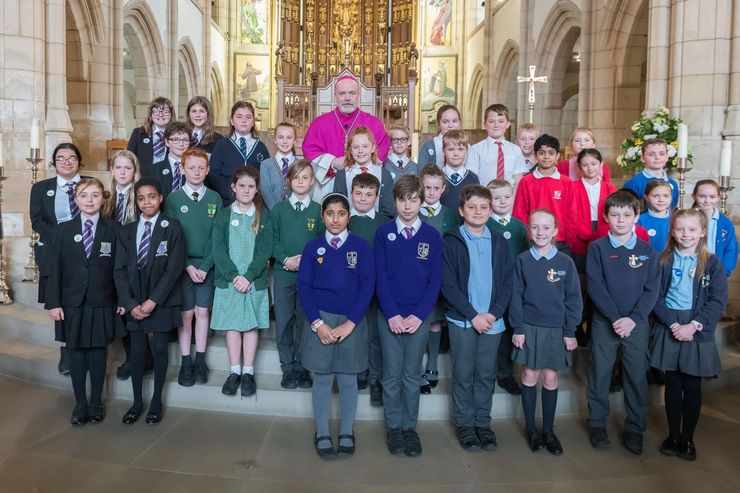 Photo: The ten schools in the Bishop Wheeler Catholic Academy Trust took a commemorative photo together with Bishop Marcus