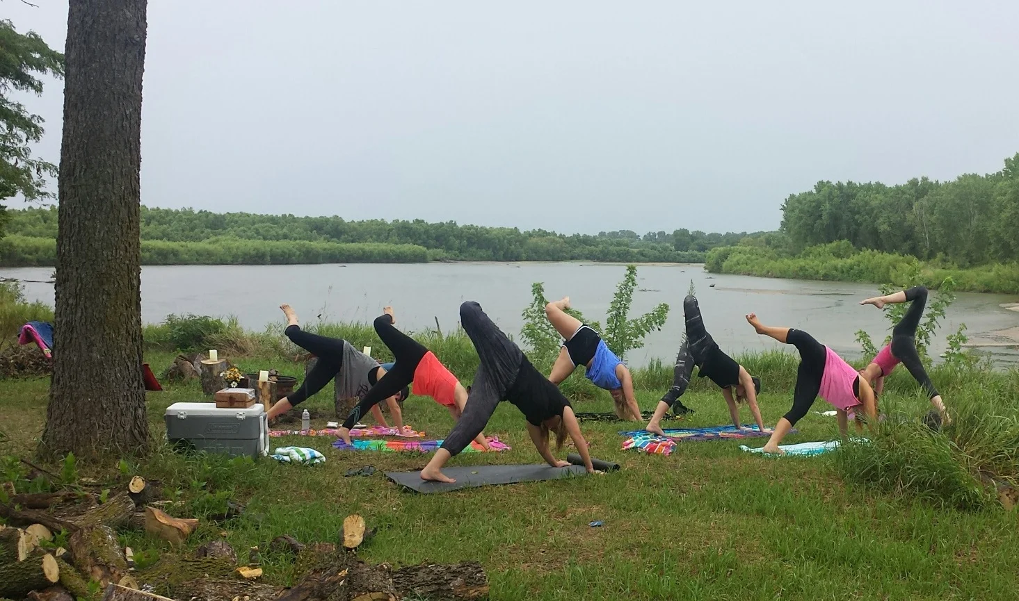 Morning Yoga Class before the Bachelorette River Float