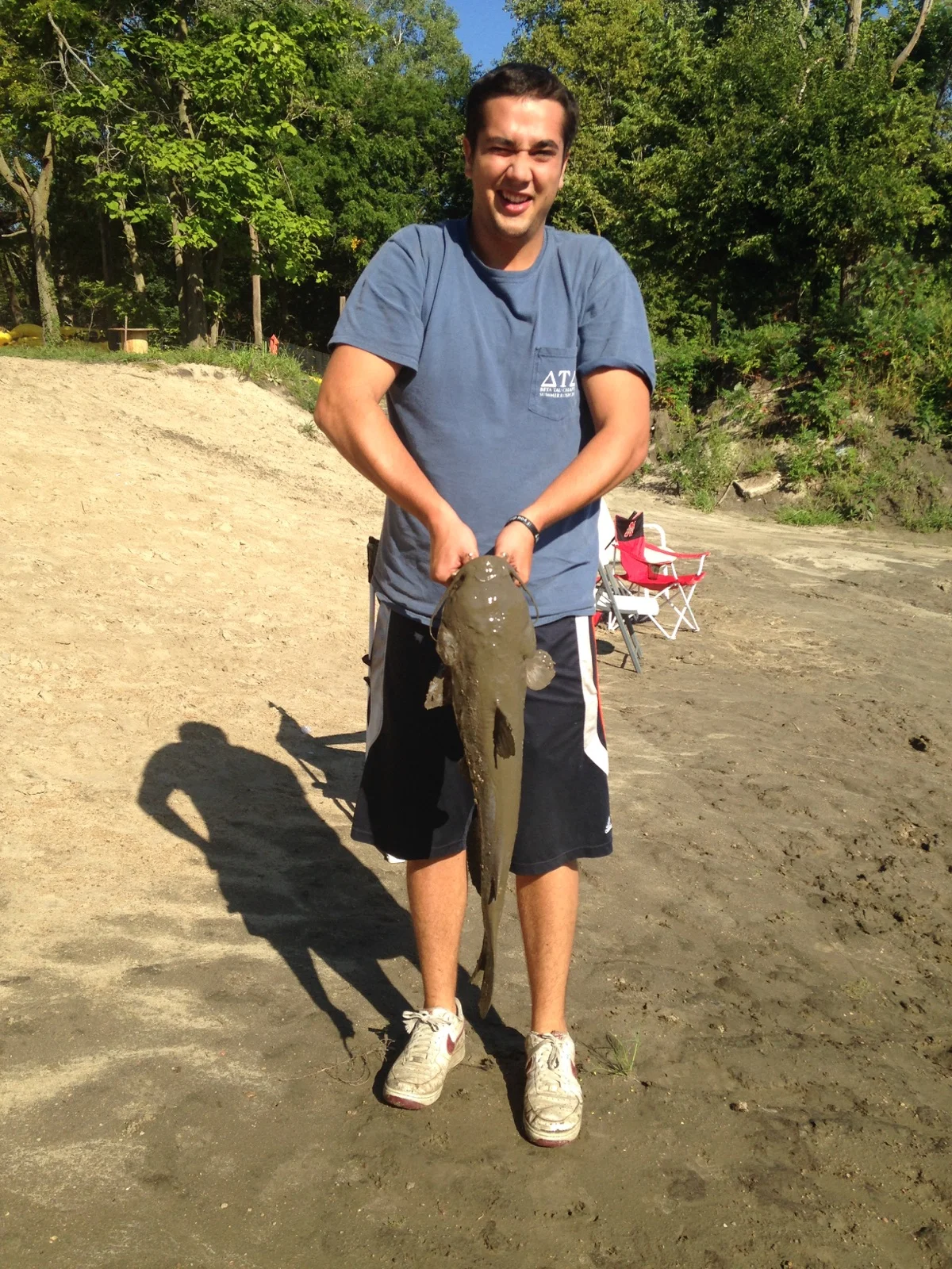 Spencer snagging a decent catfish out of the river at T&amp;A. He is definitely a master baiter.