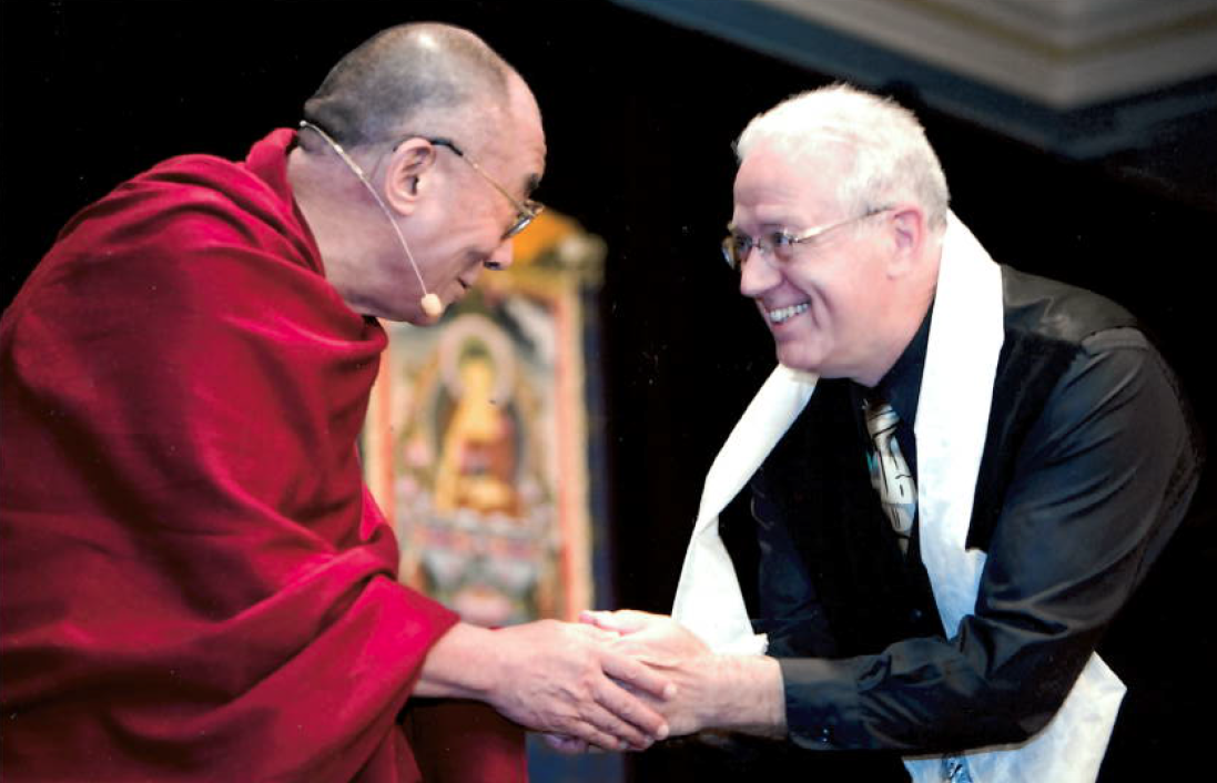 Steve receives the Dalai Lama's blessing.