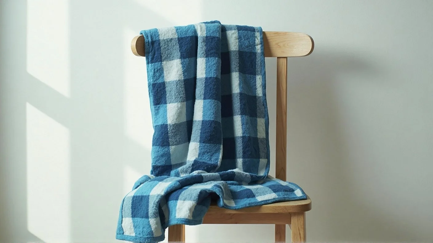 Gingham Blanket in Suburban Setting