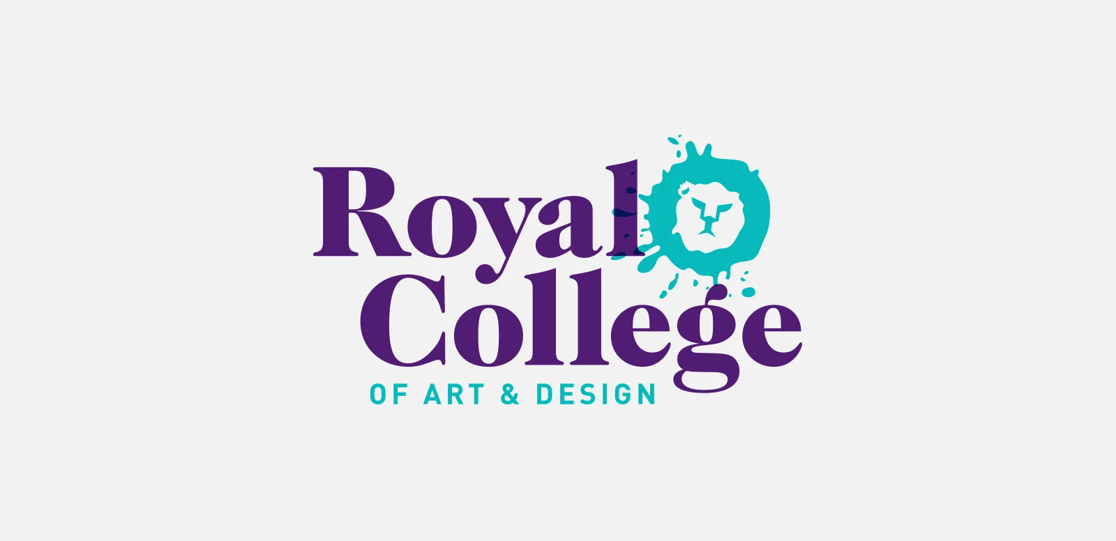 ROYAL COLLEGE OF ART &amp; DESIGN Logo concept for a London-based art and design school. The lion in their crest was repurposed to create a mascot. Student work, 2015.