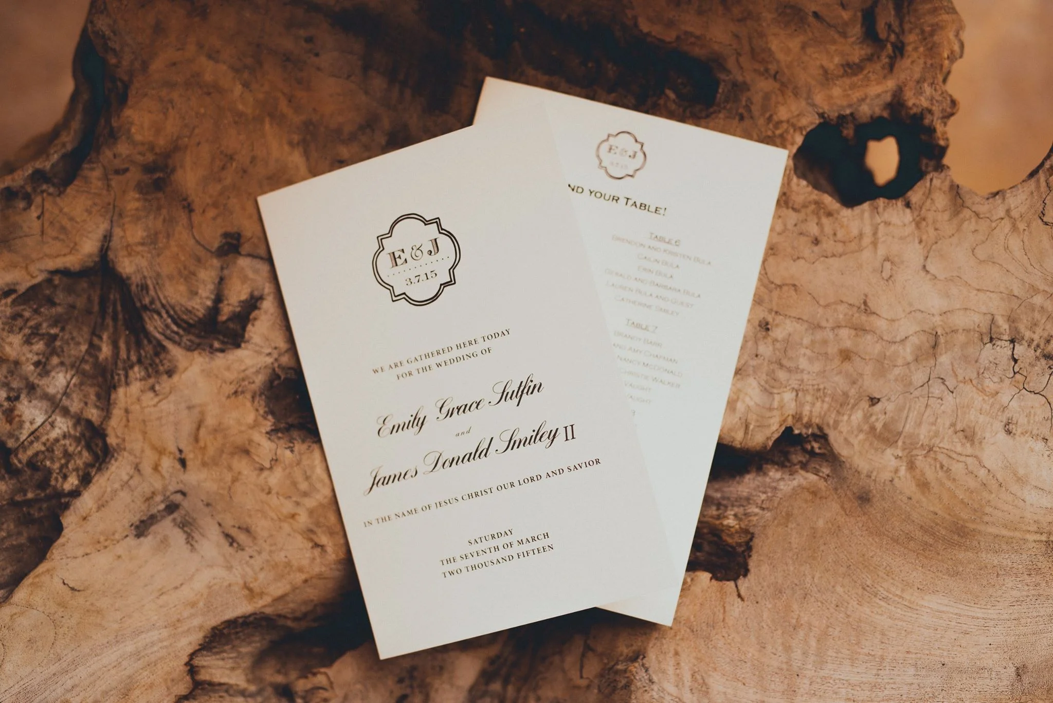 Photo by Grant Daniels Photography Style: Bifold Paper: Cream Cardstock Ink: Black