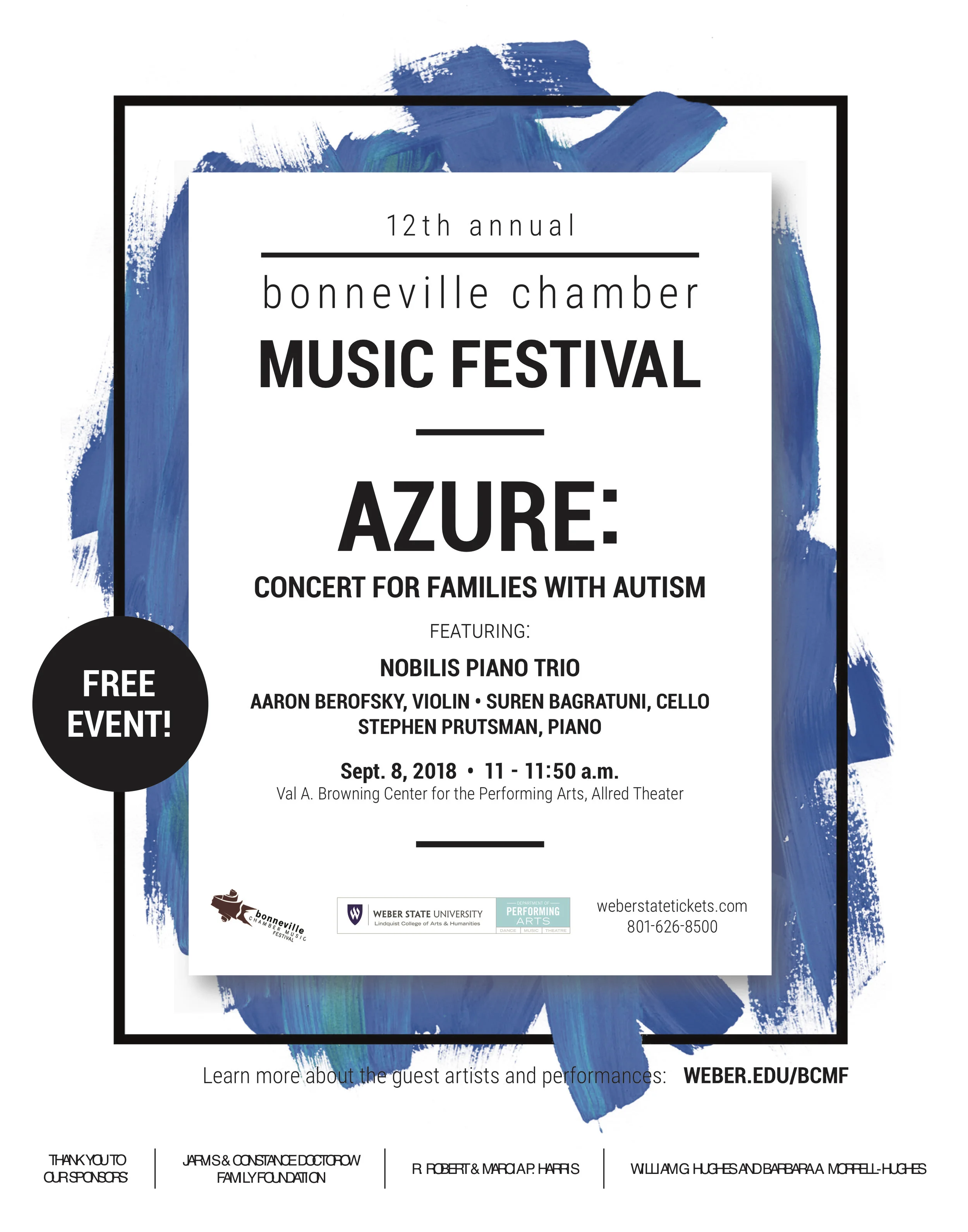 “AZURE” Concert for Families with Autism with Nobilis Piano Trio - Bonneville Chamber Music Festival