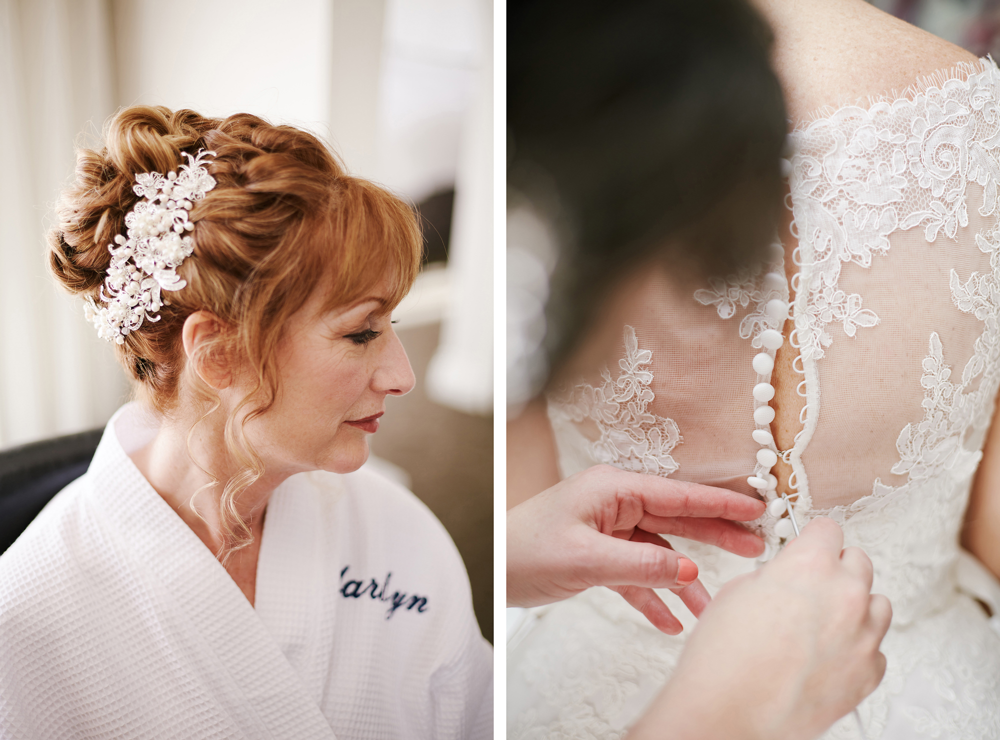 Bridal hair and detail buttons