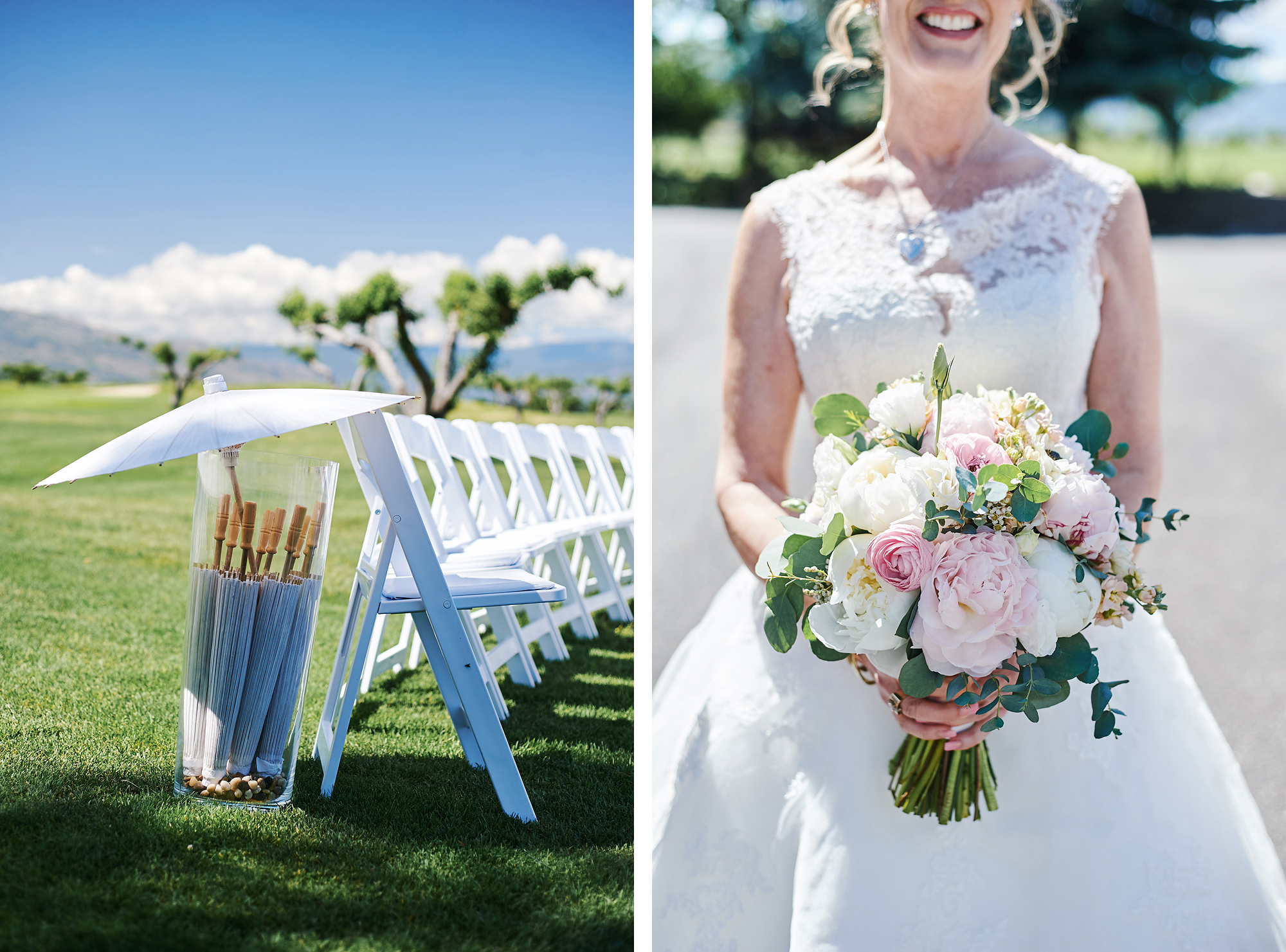 Sun shades and the bridal bouquet