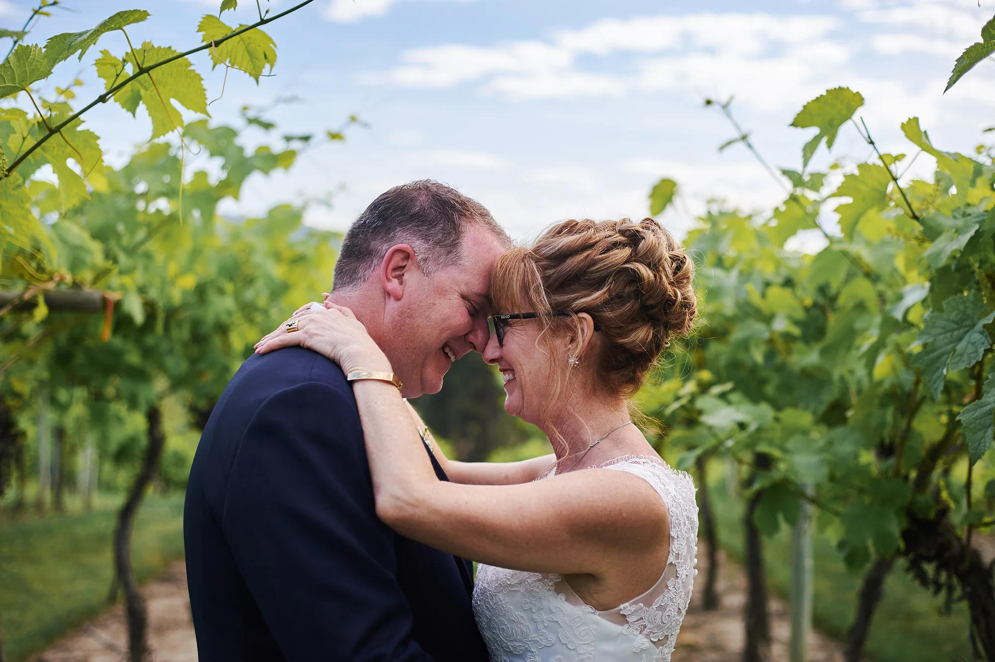 close portrait of the bride and groom