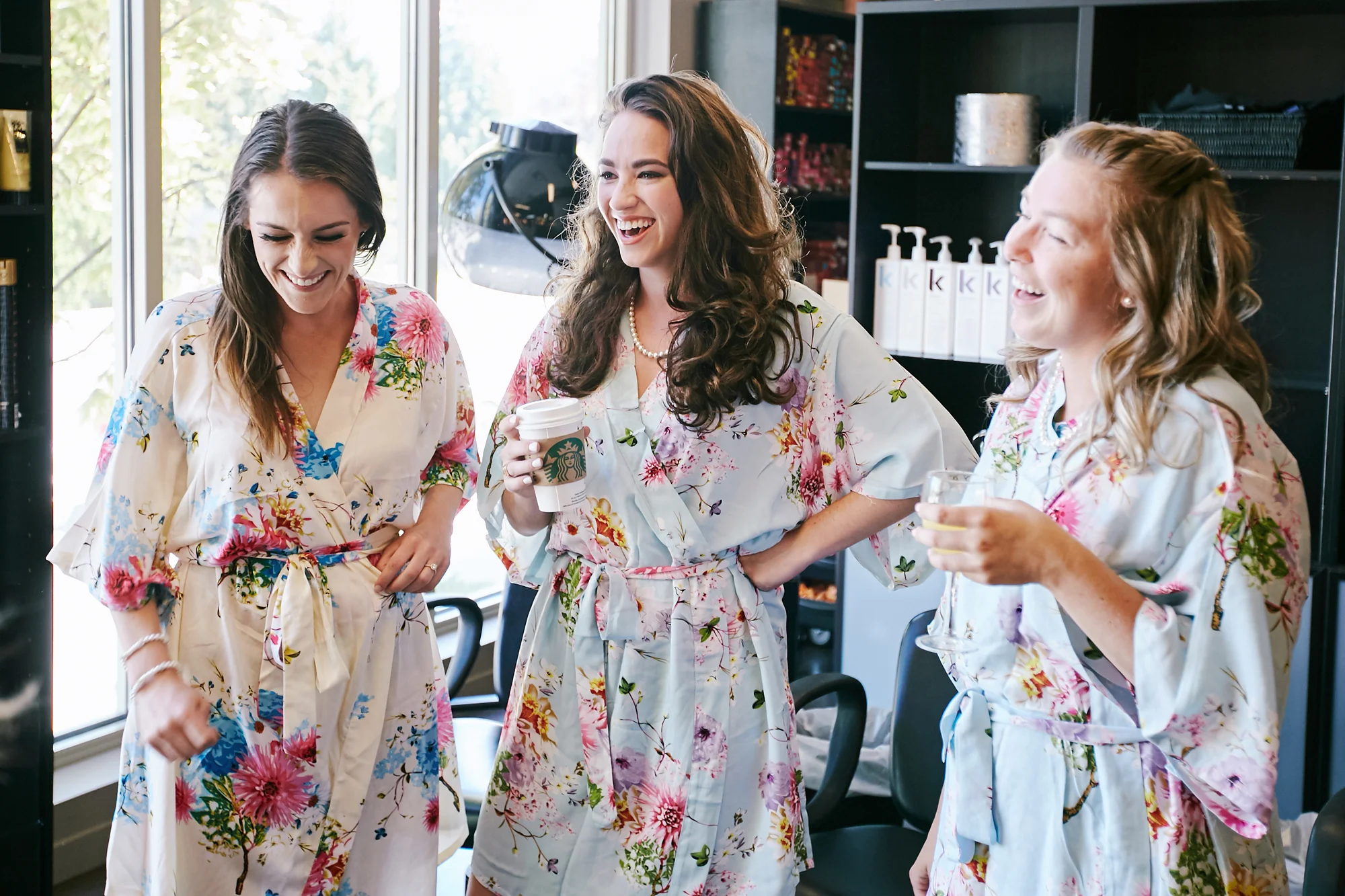 bridesmaids laughing together