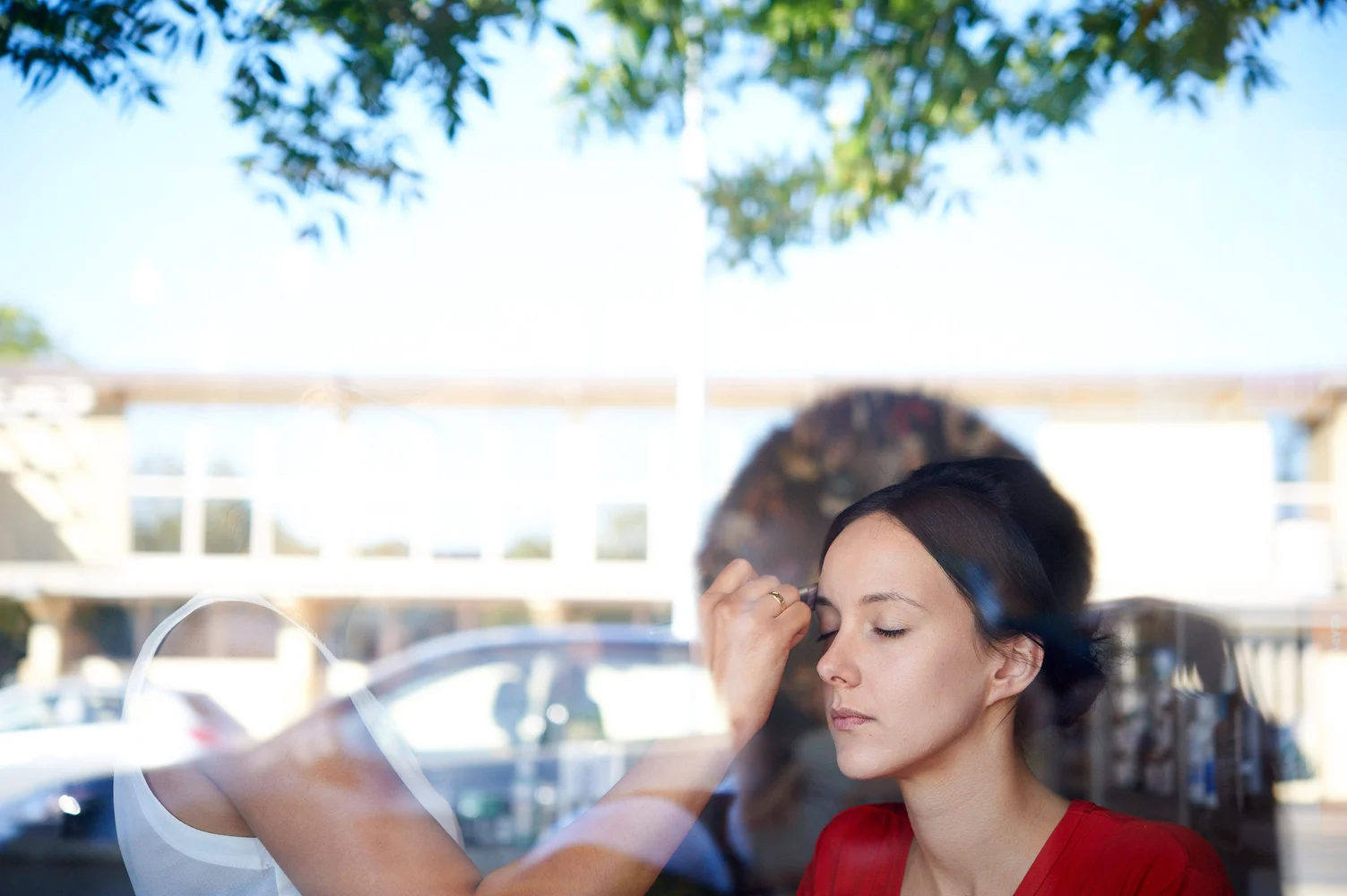 Bride at salon downtown