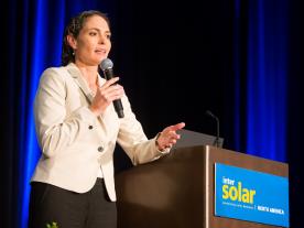 Bernadette del Chiaro, Executive Director of California Solar Energy Industries Association (CALSEIA) was one of the speakers of the opening ceremony of Intersolar 2016 North America yesterday evening in San Francisco.