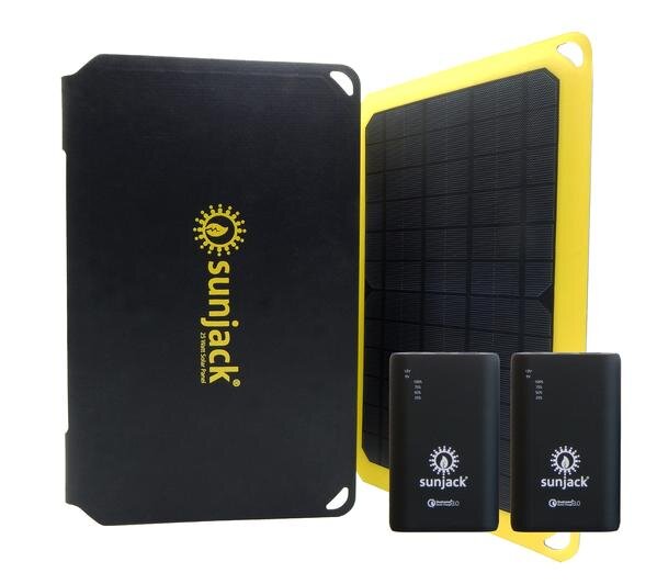 SunJack 25W Portable Solar Charger + 2 Powerbanks