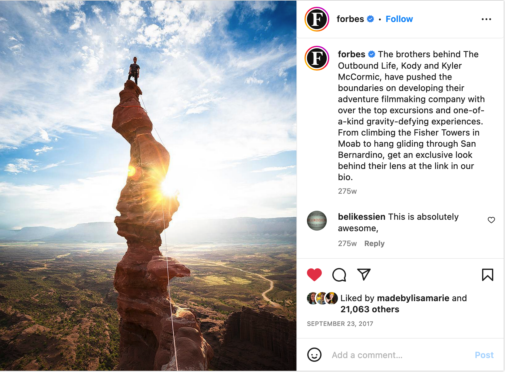 Forbes Instagram Feature Kyler McCormick Kody McCormick The Outbound Life