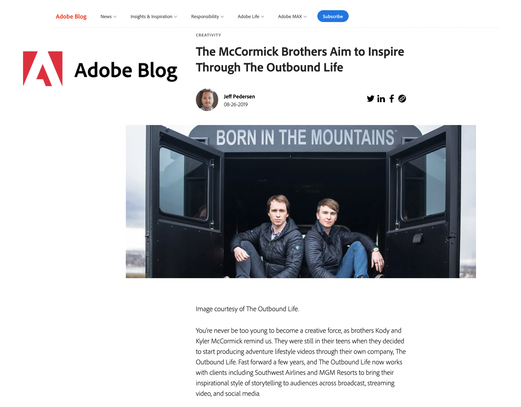 Adobe Blog feature Kyler McCormick Kody McCormick The Outbound Life