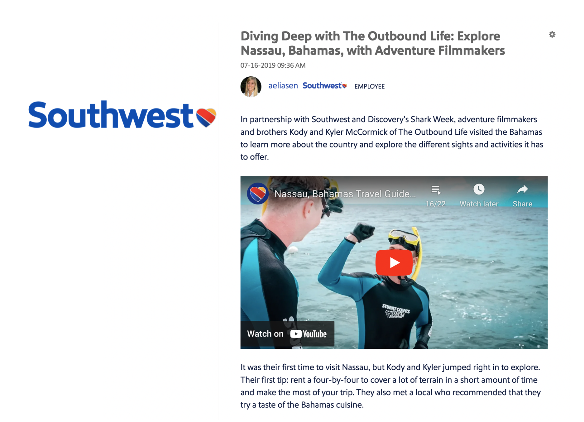 Southwest Blog feature Kyler McCormick Kody McCormick The Outbound Life