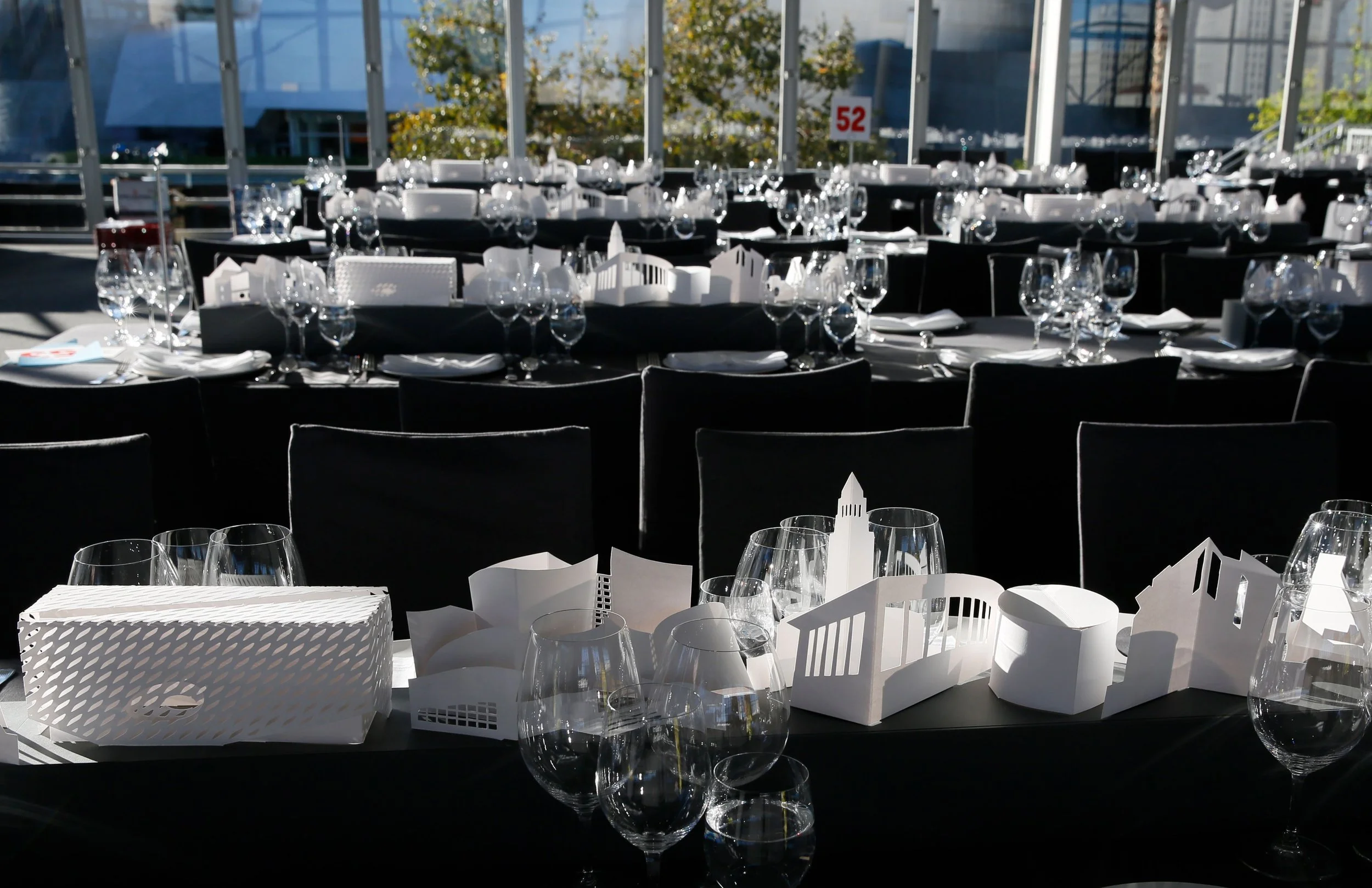   THE BROAD’S OPENING GALAS   Paper centerpieces representing landmarks along Grand Avenue in downtown Los Angeles 