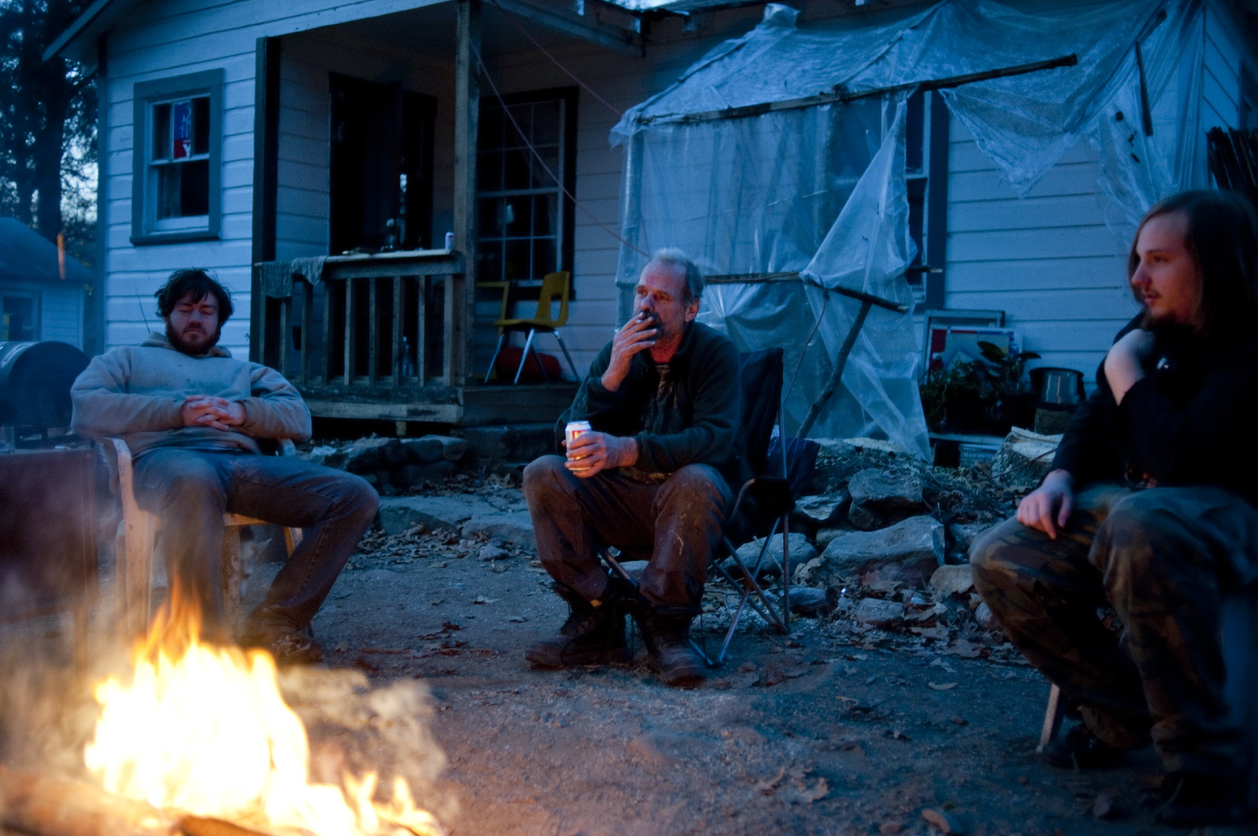  Rock Creek WV,(USA) Mike Roselle, Junior Walk and other volunteers at Climate Ground Zero/Coal River Mountain Watch activist camp. Volunteers gathered from all around the nation to connect and fight against MTR&nbsp;&nbsp;&nbsp;&nbsp;&nbsp;&nbsp;&nb