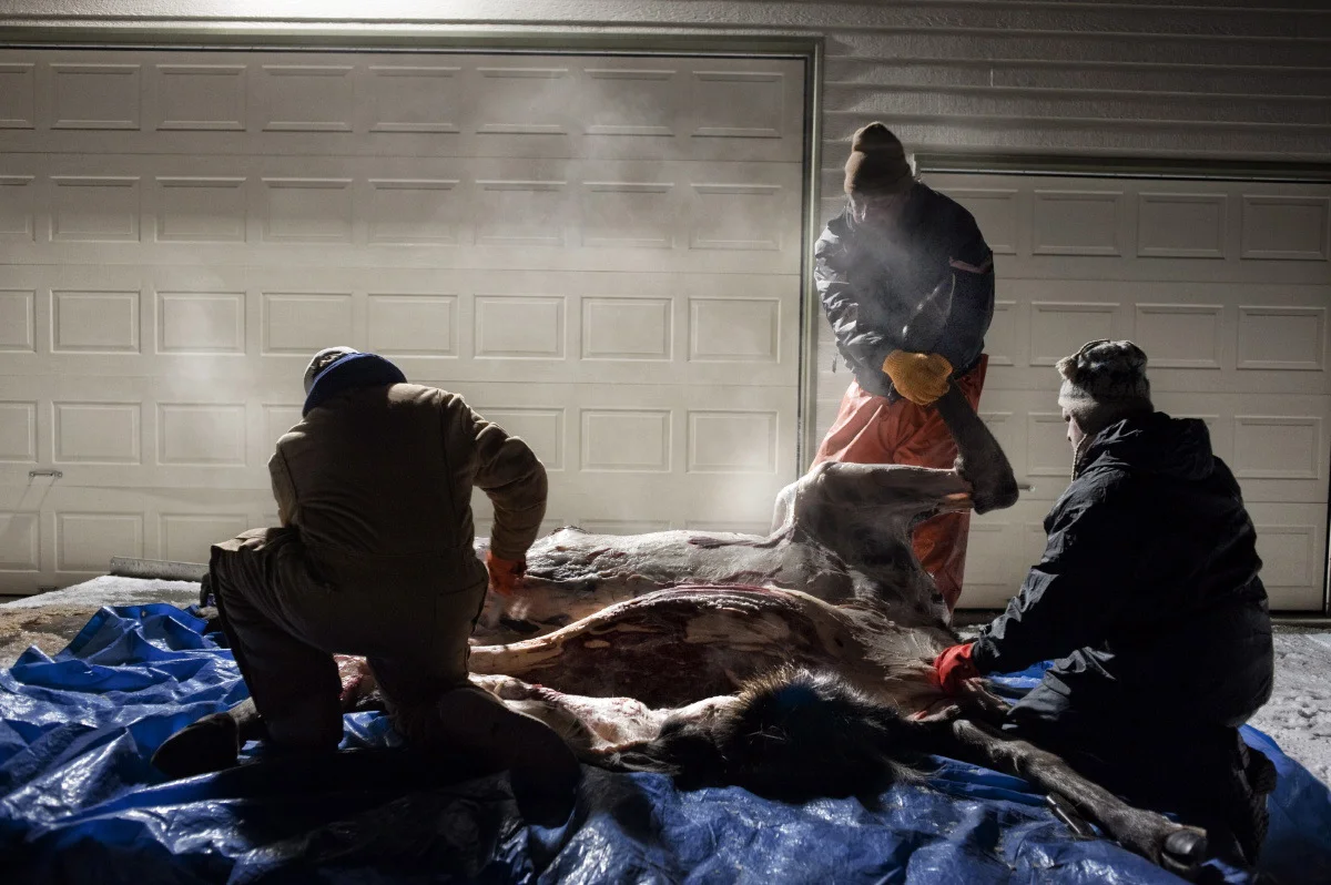  Volunteers of the First Baptist Church in Anchorage have collected a moose. &nbsp;&nbsp;&nbsp; 